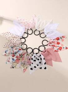 10pcs/Set Women Daisy, Bow, Heart Pattern Hair Scrunchies, Simple Elegant Hair Accessories Suitable For Daily, Vacation, College Style Matching, Ponytail Holders, Hair Elastics, Hair Rope, Fall