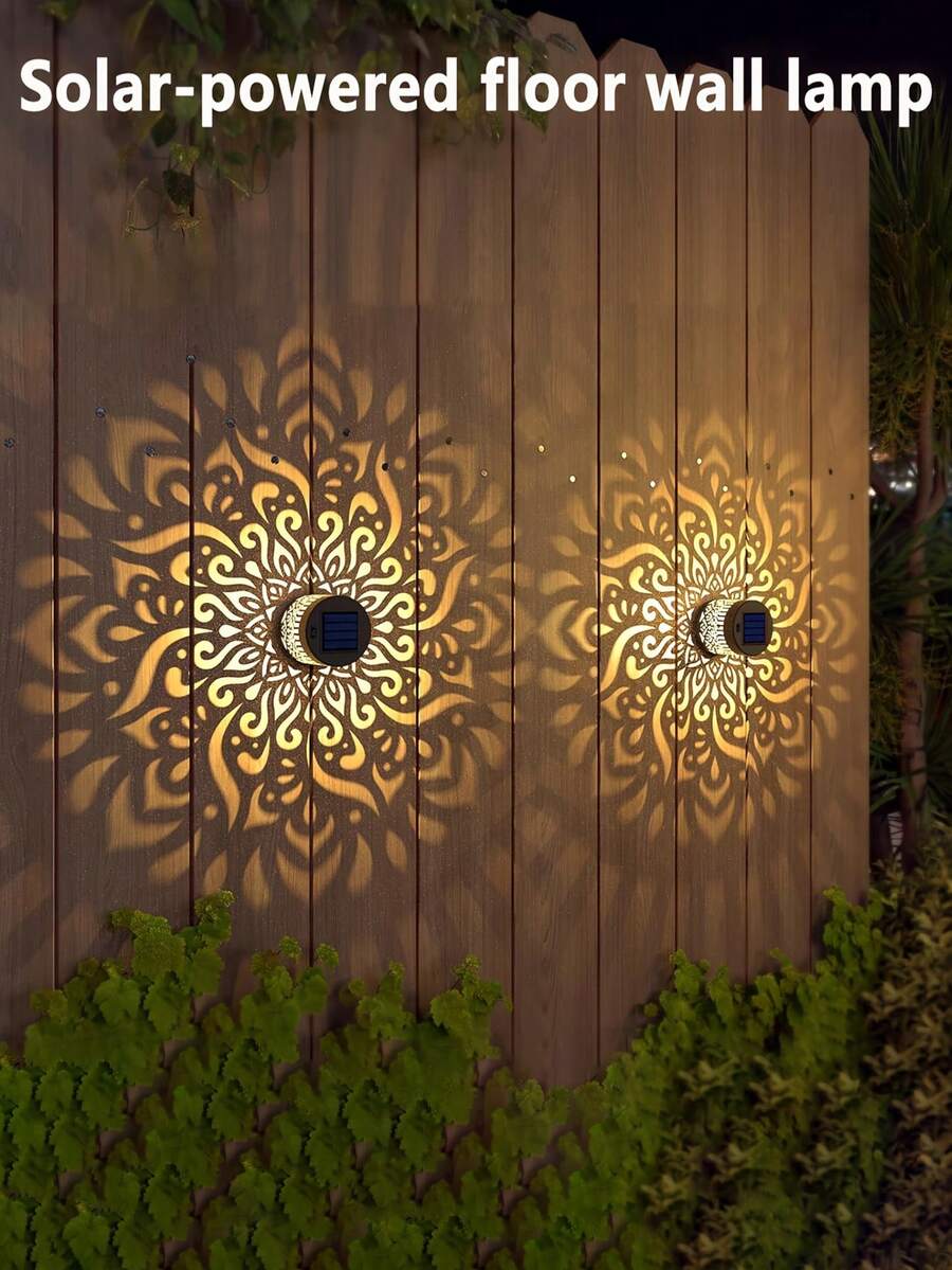 POSE UP 1/2pcs Solar Mandala Wall Light, Outdoor Waterproof LED Fence Light, Metal Floral Pattern Design, Solar Decorative Wall Lamp, Suitable For Yard, Porch, Front Door, Patio, Fence, Garden And Landscape Decoration