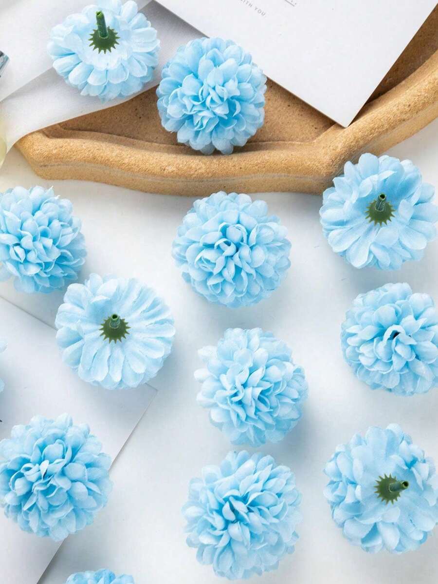 10/30PCS Artificial Hydrangea, Ping Pong Ball & Chrysanthemum Flowers DIY Gift Box Decor, Wreath Materials, Wedding Decoration, Bride Bridesmaid Corsage Supplies,Fall Decor,Autumn