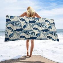 MSea Wave Microfiber Lightweight Thin Beach Towel Sand Free Quick Dry Er Absorbent Compact Oversized Large Towels For Swimming Pool Yoga Gym Travel Vacation Entials Adults5001 - SeaWave-30"x60" - 查看 6