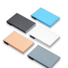 1个几何图案铝合金名片夹，新款季节性设计，防消磁自动弹出式银行卡夹，金属卡套 - 手推名片盒 - 查看 7