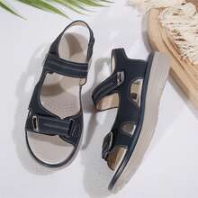 Women Flat Comfortable Sandals Open Toe Summer Adjustable Fashion Dress - 藍色 - 查看 7