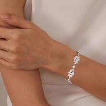 Crysdue Wedding Bridal Link Bracelet Brides Bridesmaids, Marquise Cubic Zirconia Tennis Bracelets Women Prom Jewelry - G_CZ,銀色 8.26 英寸 - 查看 2