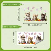 1 pieza Pegatina de ventana con gato de dibujos animados y mariposa, decoración encantadora para la cocina/baño, decoración del hogar, decoración de pared, pegatinas de pared, decoración de la sala de estar