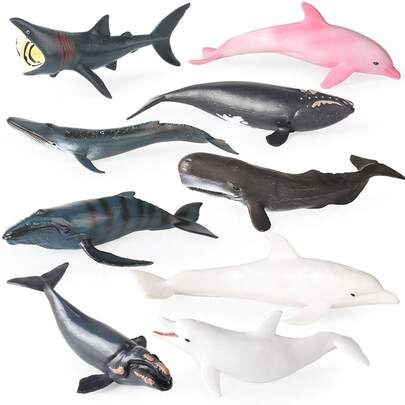 1pc Realistic Marine Animal Model Toys, Including Blue Whale, Gray Whale, Whale, Dolphin, Humpback Whale And Other Ocean Animals, Suitable For Fish Tank And Aquarium Decor, Ideal For Children's Educational Toys And Halloween Holiday Gifts.