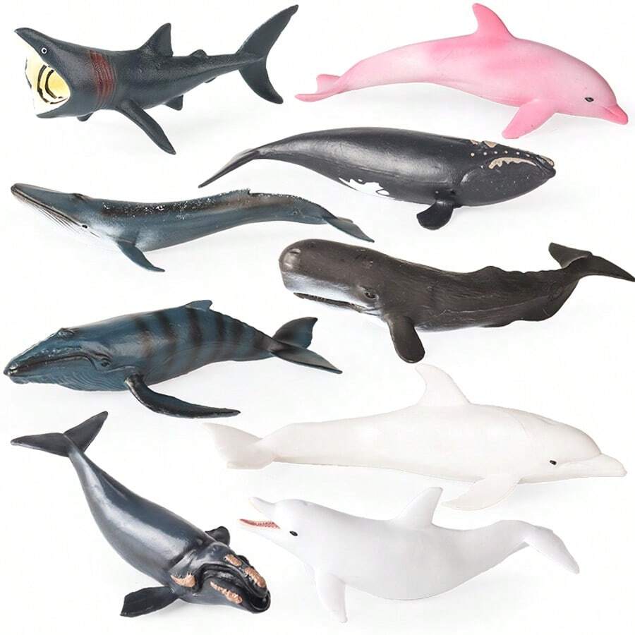 1pc Simulation Marine Animal Model Toy, Blue Whale, Gray Whale, Sperm Whale, Dolphin, Humpback Whale And Other Marine Animals, Fish Tank And Aquarium Decoration, Children's Cognitive Education Toys, Halloween Holiday Gifts - Multicolor - View 1
