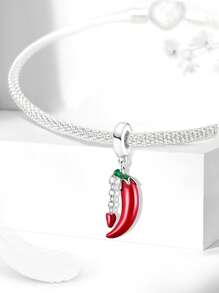 1 件时尚 925 纯银草莓串珠吊坠适合女士手链手镯 DIY 珠宝制作和日常服装搭配珠宝装饰适合女孩 - 銀色 - 查看 3