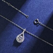 1pc Fashion Pure Silver S925 6.5mm Moissanite Pendant Necklace For Men, Suitable For Gifts, Dates, Birthday, Anniversary, Party, Wedding, Carnival, Valentine's Day, Music Festival, Graduation Season, Etc. - Silver - View 6