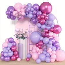 110pcs Purple & Pink Balloon Arch Garland Kit, Includes Assorted Size Pink, Purple, Metallic Latex Balloons & Confetti, Suitable For Baby Shower, Wedding, Girl Birthday, Bridal Shower, Valentine's Day, Anniversary, Graduation, Gender Reveal, Bachelorette Party
