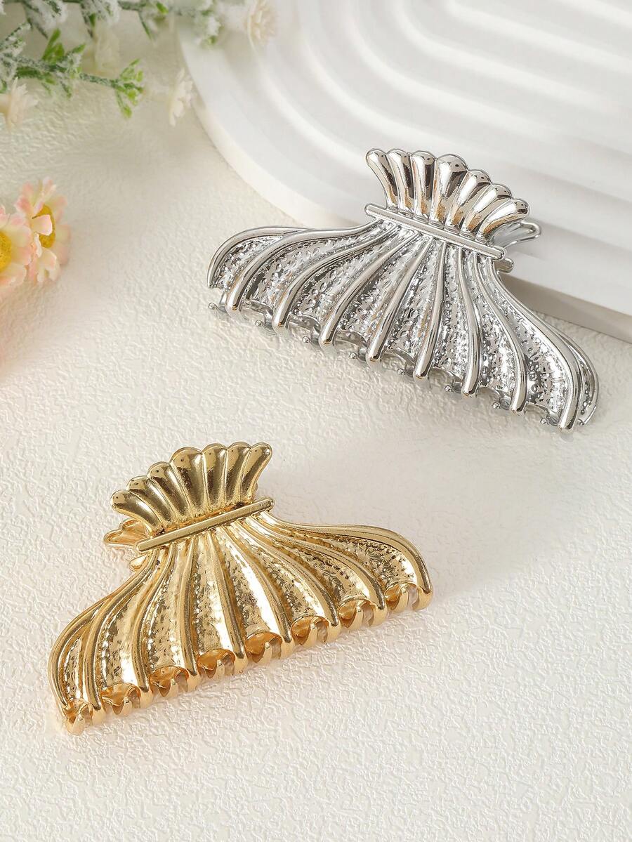 2 件套女士中号金属爪夹，简约波浪发夹，日常佩戴和淋浴发饰，送给妈妈、妻子、女朋友的礼物，动物发夹，学校用品，大学