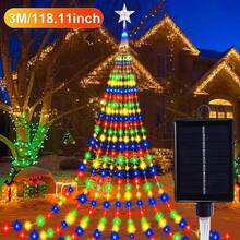 1pc Solar Powered Outdoor Christmas Lights, 200/280 LED Star String Lights With 9 Strands Waterfall Tree Lights, 8 Flashing Lighting Modes, For Garden Yard Christmas Tree Outdoor Decor String Lights, Multi-Color, Warm White IP54 Christmas Decoration XMAS Decor Christmas Tree Gift Decor Thanksgiving Wedding Home Decor Home Decor Fall Decor Autumn Decor Birthday Decorations For Gifts Party Supplies Indoor Outdoor Garden Holiday Festival Decor Halloween Decor Wall Decor Halloween Ornaments Christmas Decoration XMAS Decor Christmas Tree Gift Decor Thanksgiving Wedding Home Decor Home Decor Fall Decor Autumn Decor Birthday Decorations For Gifts Party Supplies Indoor Outdoor Garden Holiday Festival Decor Halloween Decor Wall Decor Halloween Ornaments - Star - View 10