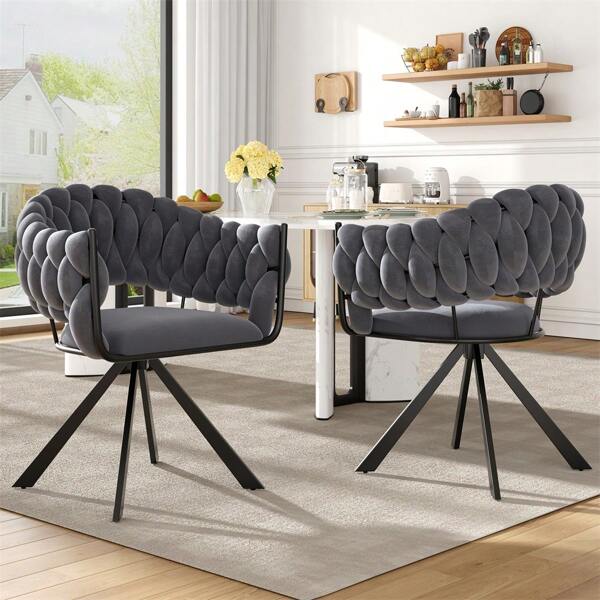 Sairedel Hochwertiger Samtstoff (2 Stück), Esszimmerstuhl, Schminkstuhl, leichter Luxusstuhl im Modestil, einfacher moderner Stuhl, ergonomischer Stuhl, verstellbares Fußdesign, klauenförmige Metallbeine, grau