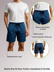 Men's Dry Fit Shorts/Bermuda Shorts, Lightweight Fabric, Cool Mesh, Thin, Polyester And Elastane Blend, With Side Pocket, Drawstring Waistband, Elastic, For Gym, Training, Running, Night Sleeping, Sportive - 綠色 - 查看 3