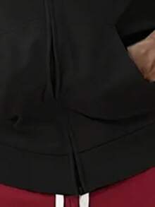 男士无袖连帽背心，黑色纯色，时尚休闲运动连帽衫，夏季 - 黑色 - 查看 5