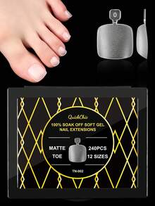 240 pièces de faux ongles d'orteil transparents et givrés, embouts d'ongles acryliques couvrant complètement, accessoires de pédicure DIY, forme prédéfinie pour une application facile, finition de salon pour la décoration des ongles - Transparent - Voir 12