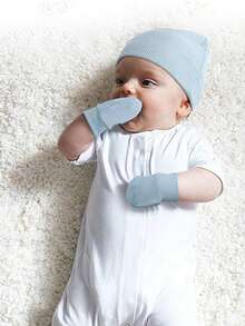 4Sets Newborn Hospital Hat Baby Hat And Anti Scratch Mittens Set For 0-3 Months Newborn Baby Girls Essentials Bonnet Infant Beanie Caps And Gloves Casual Everyday Hat - 彩色 - 查看 4