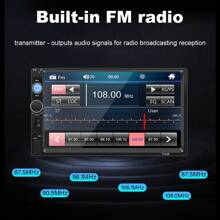 Reletech 7英寸双DIN车载MP5播放器 - 触摸屏显示 + 支持安卓/iOS镜像、倒车影像、USB/TF卡/FM收音机、多色背光按键、通用车载音响系统 - 黑色 - 查看 3