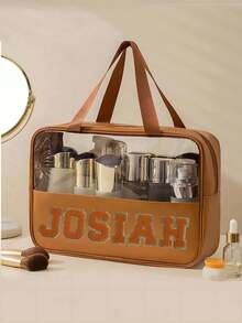 1pc Personalized Letter Embroidered Transparent Cosmetic Bag/Toiletry Bag, Essential For Summer Vacation/Back To School/Travel, Multi-Color Options, Ideal Gift For Women, Friends, Family, Christmas - Multicolor - View 4