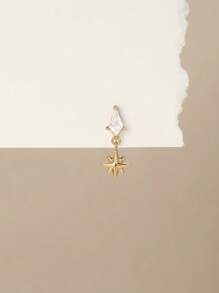 1 buc cercei din argint sterlin 925 cu model stea și lună pentru femei, cu spate plat, Helix, cartilaj, cadou pentru sezonul școlar, pentru petrecerea ei de nuntă, bijuterii fine