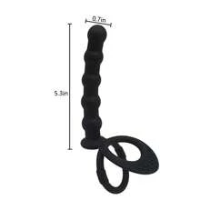 1 pièce Plug anal de pénis avec sangle en silicone, gode vibrant à double pénétration avec anneau de pénis, masseur de plug anal permettant de retarder l'éjaculation, jouets sexuels érotiques pour adultes pour homme femme couple, stimulateur vibrant de point, produits pour adultes