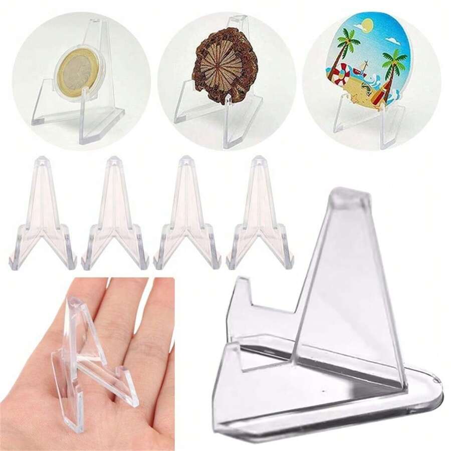 10PCS纪念币架，硬币底座，硬币柜台展示架，徽章，小雕像，奖牌栏，展示架透明硬币展示架迷你支架展示架徽章展示架布置小型展示架用于收集古钱币 - 彩色 - 查看 1