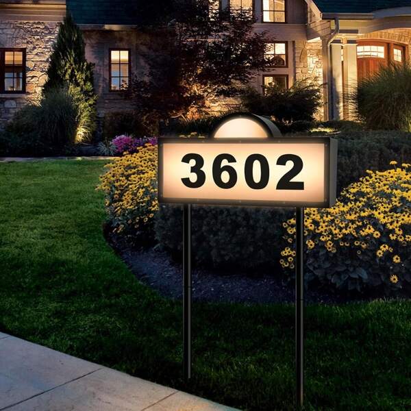 Solar Address Signs For Yard, Solar Powered Address Sign With Warm White & Cold White, IP65 Waterproof Solar House Numbers For Outside, LED Illuminated Plaques Wall Mounted & In Ground,8983608