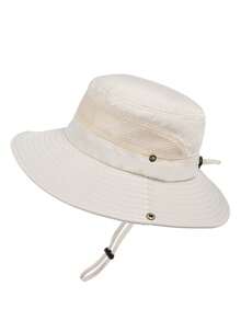 1pc Men's Summer Breathable Sun Block Cap, Outdoor Fishing Wide Brim Bucket Hat, Hiking UV Protection - 9045 - View 14