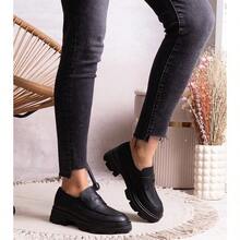 Fashionable Versatile Casual Minimalist Thick Sole Loafers - Black - View 1