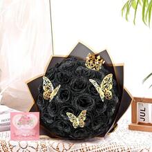 24/36 Pcs Artificial Rose Shiny Glitter Roses Bouquet | Everlasting Artificial Rose For Valentine's Day, Anniversary, Wedding, Home Decorations - màu đen - Xem 4