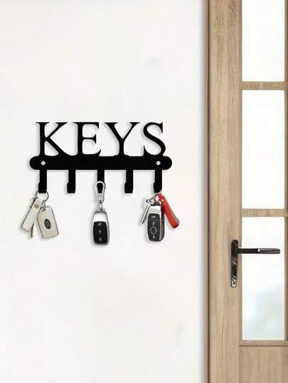 1pc Metal Wall Mounted Key Holder - Black Decorative Hook, Suitable For Hanging Keys, Towels, Clothes - Organizer For Entryway, Kitchen, Office - Durable Metal Hook, Suitable For Daily Use, Key Rack