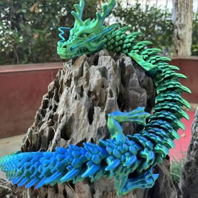 60cm/23.6inch Large 3D Printed Dragon Model, Flying Dragon Decoration, Desktop Ornaments, Christmas Halloween Thanksgiving Valentine's Day Easter Gift