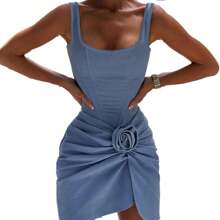 YY24058 European And American Style Floral Denim Dress Summer New Slim Fit Fail-Short Skirt