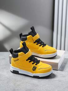 青少年男童中帮秋冬保暖内衬运动鞋，时尚撞色内衬，舒适保暖，防滑耐用鞋底，适合日常穿着，可调节钩环方便穿脱，运动鞋 - 彩色 - 查看 6