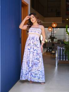 Women's Long Lastex Dress With Tie Straps - 白色 - 查看 3