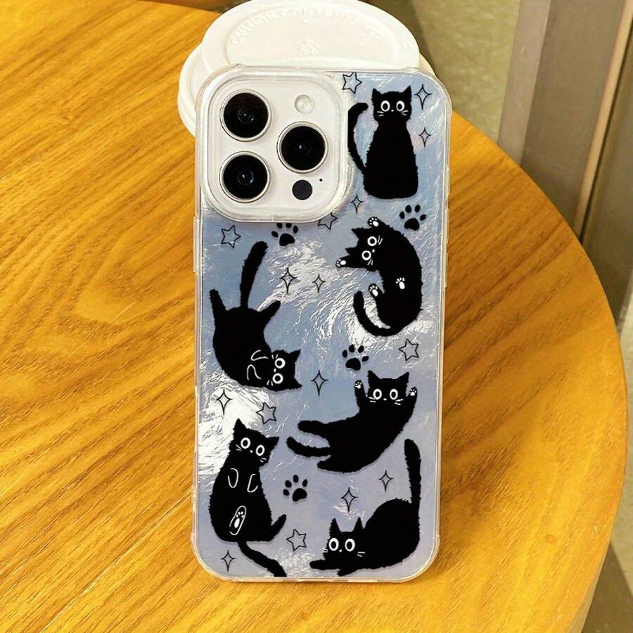 Funda para teléfono con diseño negro. Compatible con phone 16, 16 Pro, 16 Pro Max, 15 Plus, 14, 13, 12 y 11. Nuevo diseño degradado con forma de glaciar y borde suave. Protección total contra caídas con funda protectora de silicona. - Blanco - Ver 1