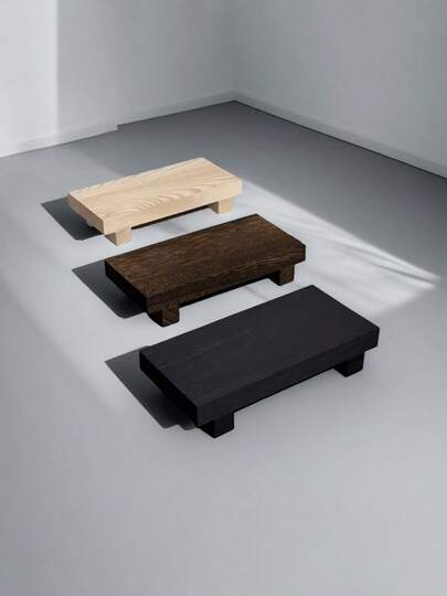 1pc Small Bathroom Storage Tray, Wooden Base Stand, Retro Style Decor, Wooden Decorative Tray - Small, Space-Saving Bathroom, Kitchen And Cosmetic Storage, Black Tray, White Tray, Brown Wooden Tray