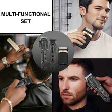 HIENA 1pc,2pcs,3pcs, Multi-Functional Cordless Men's Hair Clippers & Beard Trimmers, USB-Charging Men's Hair Clippers, Precision T-Shaped Trimmers And Shaver, Hair, Beard And Full-Body Beauty Tools, Suitable For Homes And Hair Salons, Are Gift Choices For Father's Day And Holidays - Black - View 13