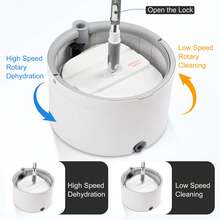 Spin Mop And Bucket Set With Separation Dirty And Clean Water System Self Wringing Square Mop And Bucket With 3 Washable Microfiber Pads 360 Rotating Clean Mop For Home Cleaning (Mop Set With 3 Pads) - 白色 - 查看 4