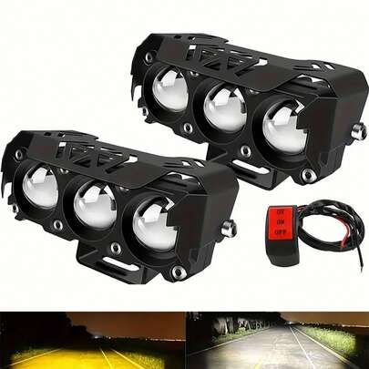 Luz de trabajo automotriz, faro delantero LED de doble color mini lente para motocicleta, luz de conducción, luz antiniebla, faro delantero de motocicleta, reflector para SUV UTV, luces de automóvil, repuestos automotrices, accesorios automotrices