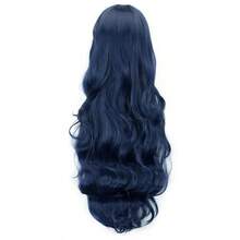 M80cm Long Curly Natural Hair Cosplay Wig With Bangs Colorful Halloween Costume Party Wigs For Women Dark Blue 8001 - 深藍色 - 查看 3