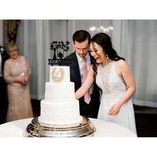 Funny Wedding Cake Topper, The Bride And Groom Sitting In Swing Under Tree Cake Topper, Romantic Wedding Shower/Anniversary Cake Ornament(Tree  Swing) - Initial - View 7