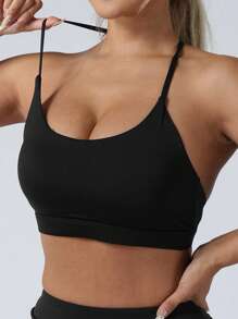 1pc Minimalist & Elegant Stretchy Yoga Fitness Bra For Women