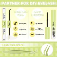 Lash  Kit 200D Fluffy 10-18MM D Curl Individual Lashes With Lash Bond And Seal Lash Remover Lash Tweezers - 黑色 - 查看 6