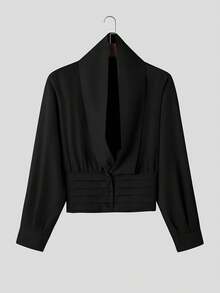 INCERUN Men Cowl Neck Buttons Puff Long Sleeve Pleated Party Casual Loose Blouse Office Work Solid Shirt Tops - màu đen - Xem 3
