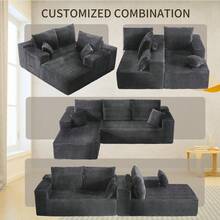 106'' Cloud Sectional Couch With L-Shape Chaise, (Grey) Boneless Sofa With Deep Seat, Modern Modular Couch For Living Room Bedroom, No Assembly Required, Comfy Plush Corduroy Fabric ,Sofa De Sala,Couch,Sofa Cama,Muebles Para Sala,Couch For Living Room, Living Room Furniture, Muebles, Bedroom Furniture Set, Recliner Chair For Adult, Living Room Set Furniture.