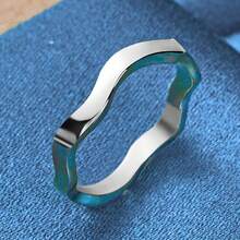 S925 Sterling Silver Plated Asymmetrical Wave Ring For Women, Minimalism Couple Accessories, Hypoallergenic, For Daily & Wedding Occasions, Valentine's Day Gift Jewelry - Silver - View 3