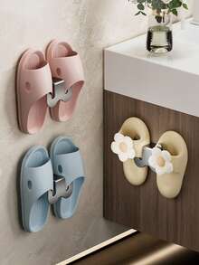 Portascarpe da parete rinforzato e migliorato con strisce adesive, portapantofole in alluminio da bagno, gancio da parete per il bagno senza bisogno di forare, portascarpe, accessori da bagno - Multicolore - Visualizzare 2