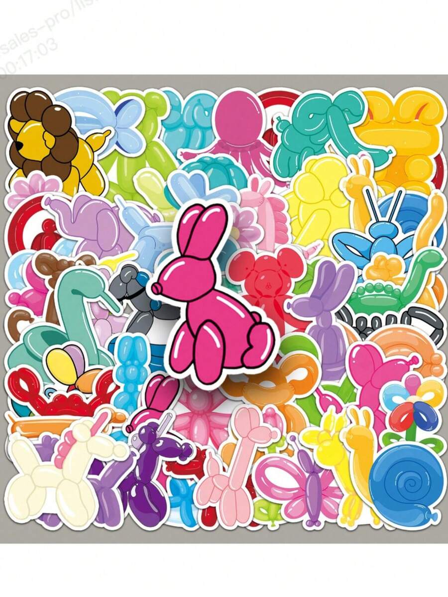 50pcs Animal Balloon Cartoon Style Stickers, Cartoon Graffiti Decoration Stickers For Laptop Water Bottle Luggage Helmet Skateboard Stationery Motorcycle, Teenager Stuff, Classroom Decor Art Supplies,For School Supplies,Back To School Scrapbook Supplies Funny Stickers Laptop Stickers Kindle Phone Stickers - 50 Balloons-1144 - View 1