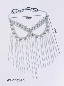 1pc Multi-Layer Rhinestone Decorated Tassel Mask, Luxury Party Accessory For Women,Halloween - Silver - View 2