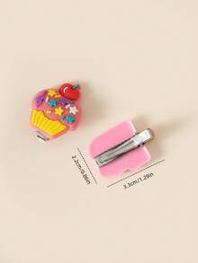 14 件/套彩色软粘土发夹，可爱卡通小马、独角兽、彩虹、冰淇淋装饰发夹，适合女孩，适合学校、派对、日常佩戴、发饰、爪夹、发夹、发夹、学校用品、礼物